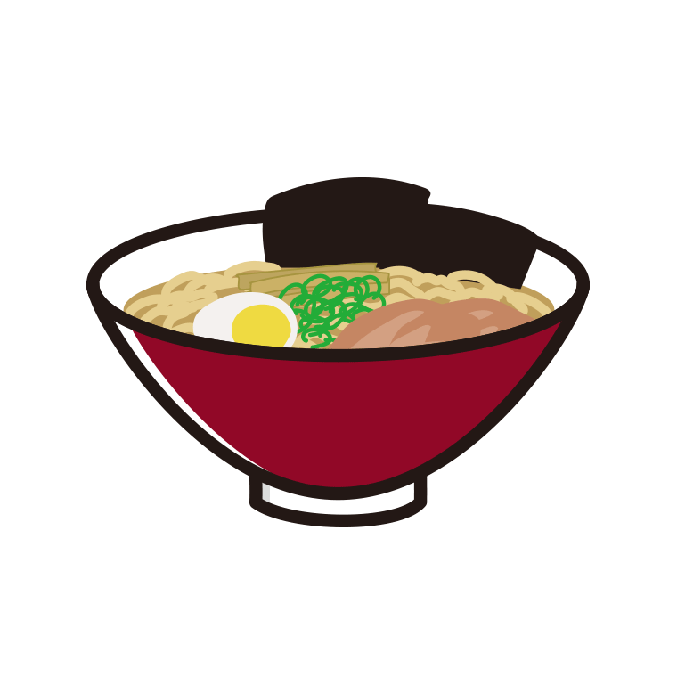 ラーメンのイラスト【色あり、背景なし】透過PNG