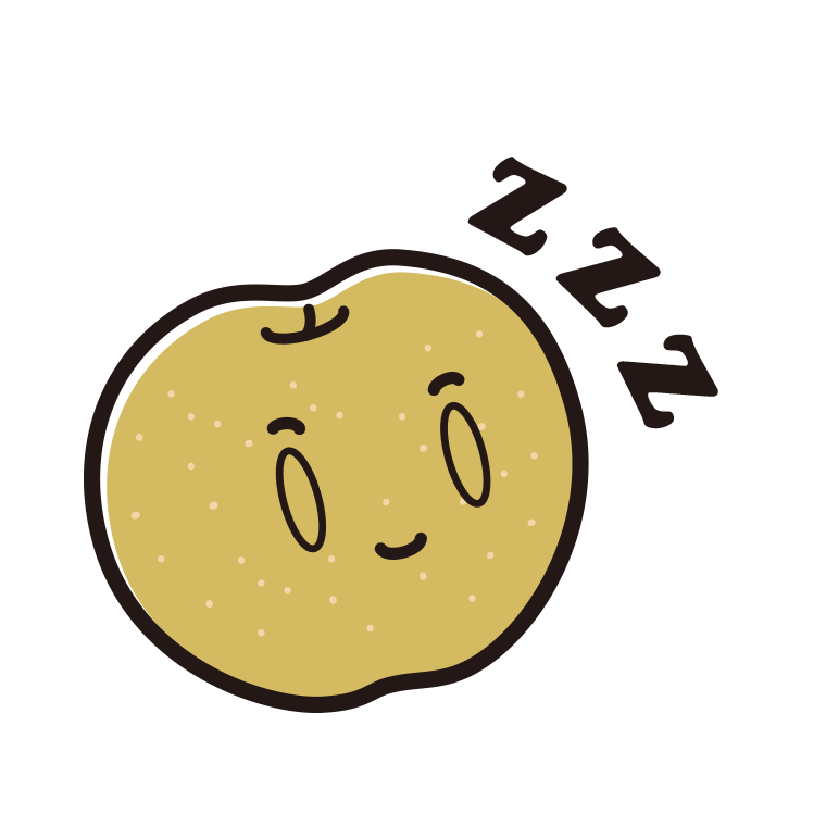 眠る梨ちゃんのイラスト【色あり、背景なし】透過PNG