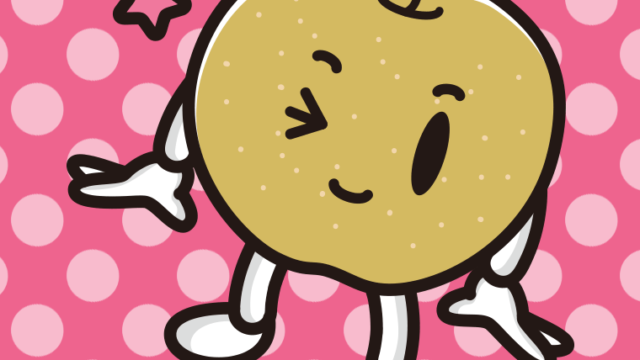 ウインクする梨ちゃんのイラスト【色、背景あり】PNG