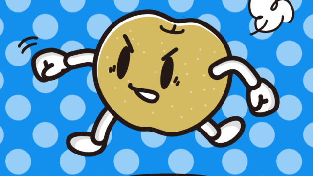 パンチする梨ちゃんのイラスト【色、背景あり】PNG