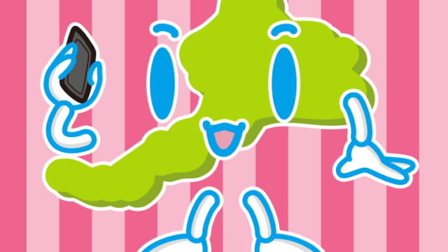 スマホで電話する福井ちゃんのイラスト【色、背景あり】PNG