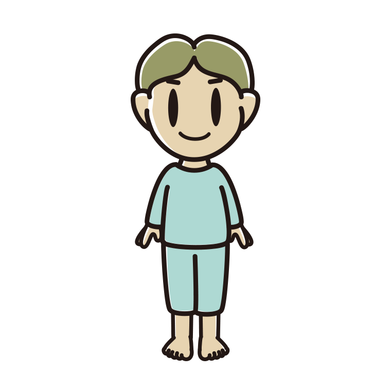 部屋着の小学生男子のイラスト【色あり、背景なし】透過PNG