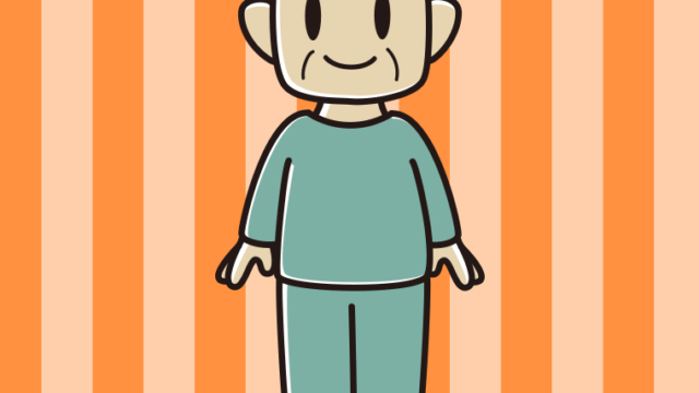 部屋着のおじさんのイラスト【色、背景あり】PNG