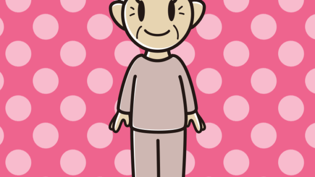 部屋着のおばあさんのイラスト【色、背景あり】PNG