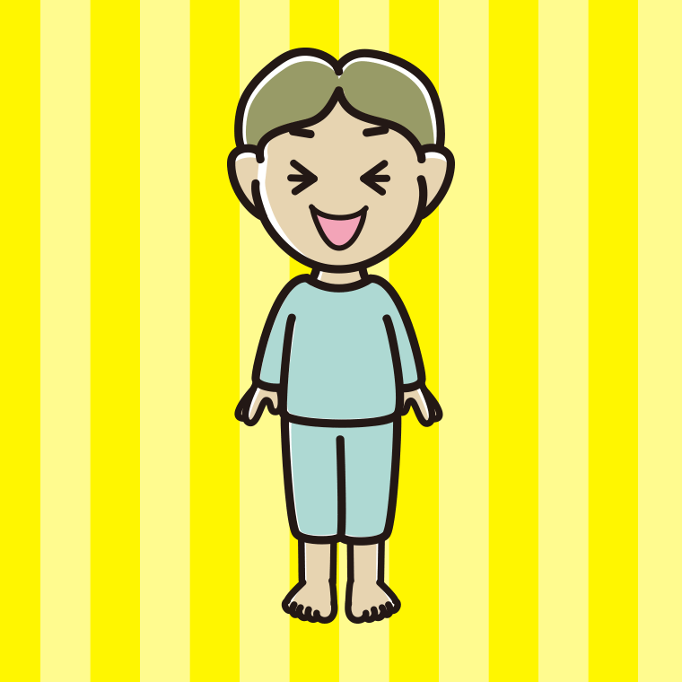 笑う部屋着の小学生男子のイラスト【色、背景あり】PNG
