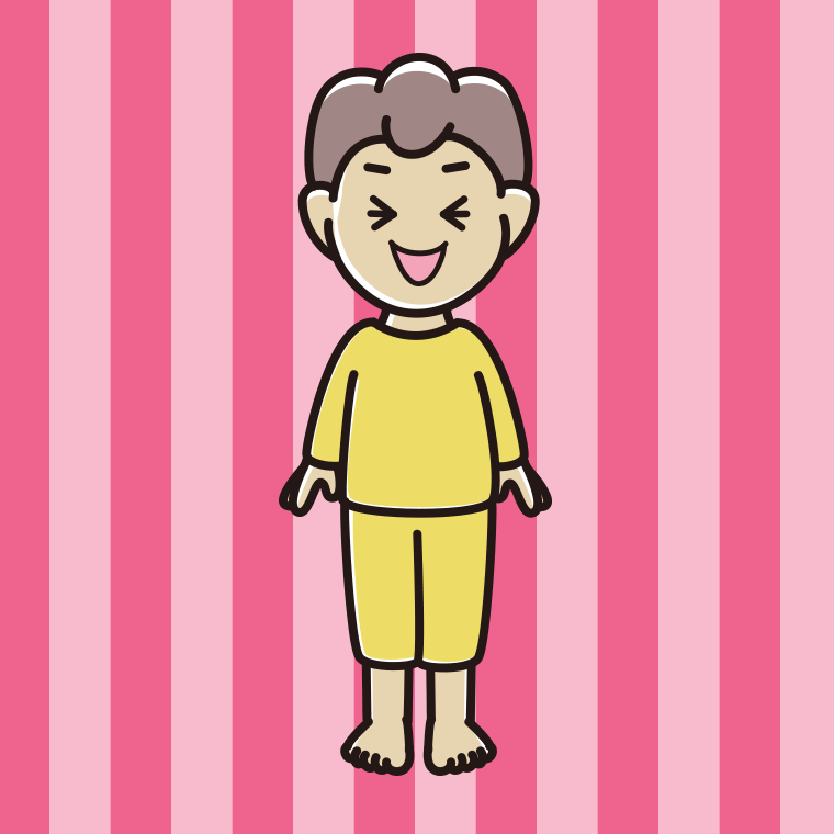 笑う部屋着の男子中学生のイラスト【色、背景あり】PNG