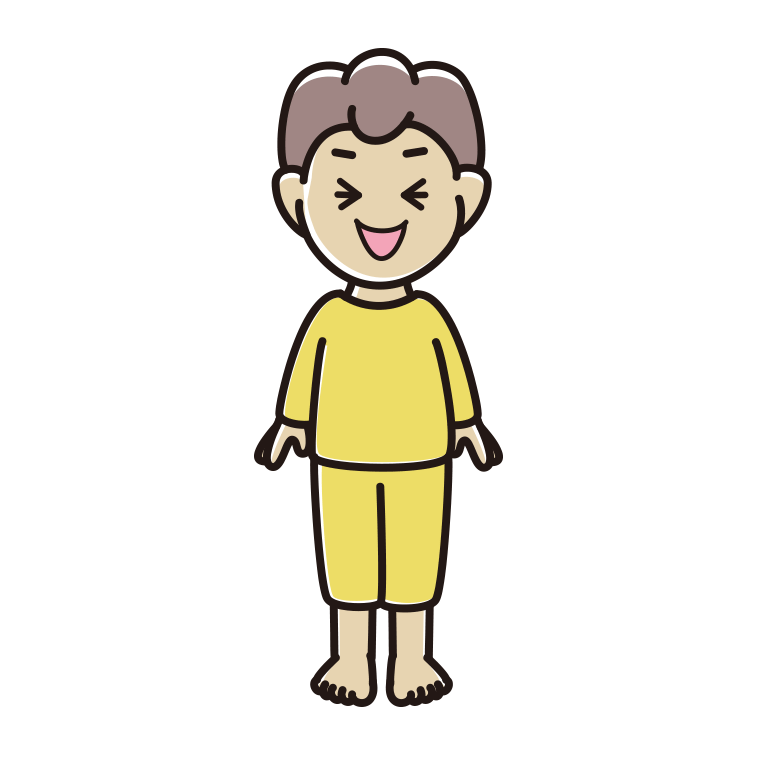 笑う部屋着の男子中学生のイラスト【色あり、背景なし】透過PNG