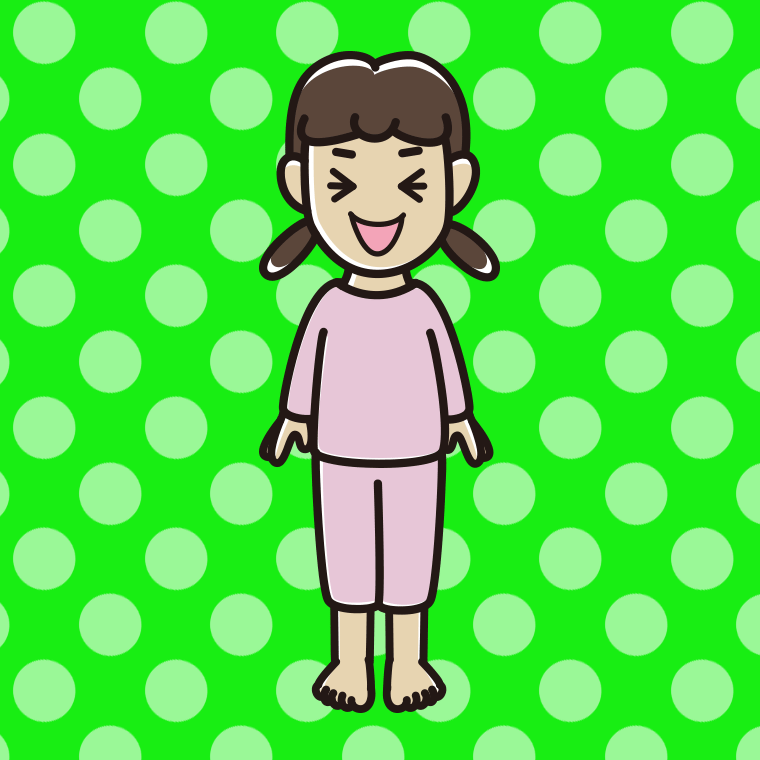 笑う部屋着の女子中学生のイラスト【色、背景あり】PNG