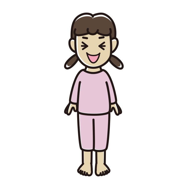 笑う部屋着の女子中学生のイラスト【色あり、背景なし】透過PNG