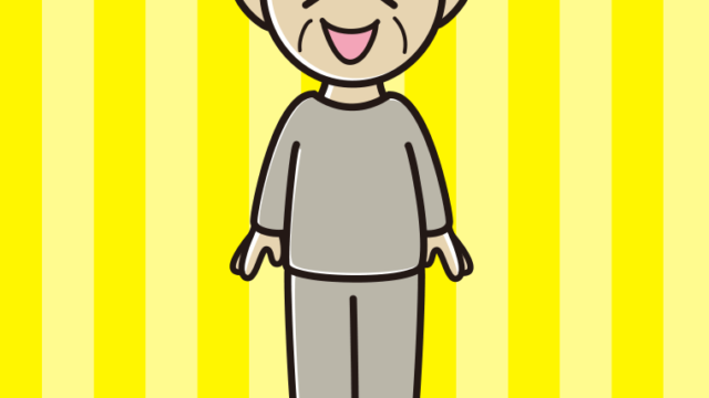 笑う部屋着のおじいさんのイラスト【色、背景あり】PNG