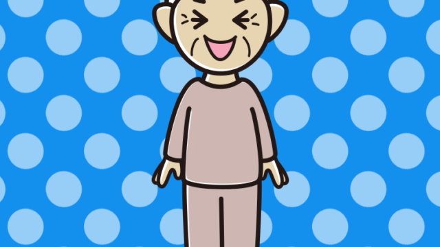 笑う部屋着のおばあさんのイラスト【色、背景あり】PNG