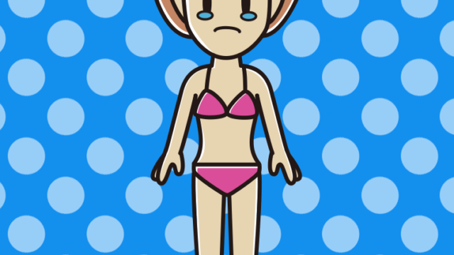 泣く水着の女性のイラスト【色、背景あり】PNG