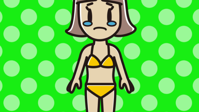 泣く水着の小学生女子のイラスト【色、背景あり】PNG