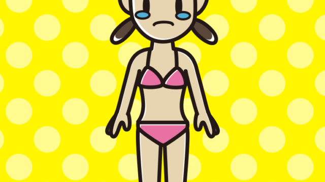 泣く水着の女子中学生のイラスト【色、背景あり】PNG