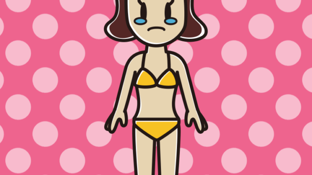 泣く水着の女子高校生のイラスト【色、背景あり】PNG