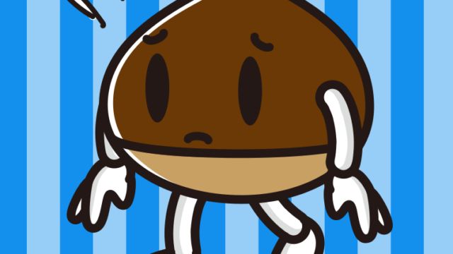 悲しそうな栗ちゃんのイラスト【色、背景あり】PNG