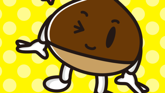 ウインクする栗ちゃんのイラスト【色、背景あり】PNG