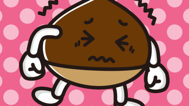 ブルブル震える栗ちゃんのイラスト【色、背景あり】PNG