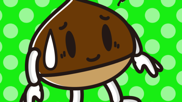 苦笑いする栗ちゃんのイラスト【色、背景あり】PNG
