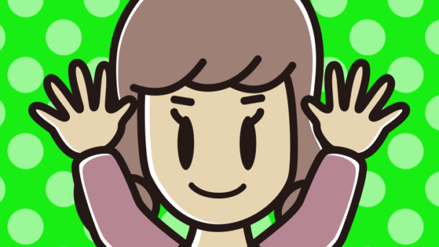 両手をあげる女子大学生のイラスト【色、背景あり】PNG