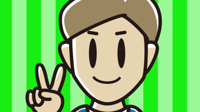 じゃんけんでチョキを出す男性のイラスト【色、背景あり】PNG