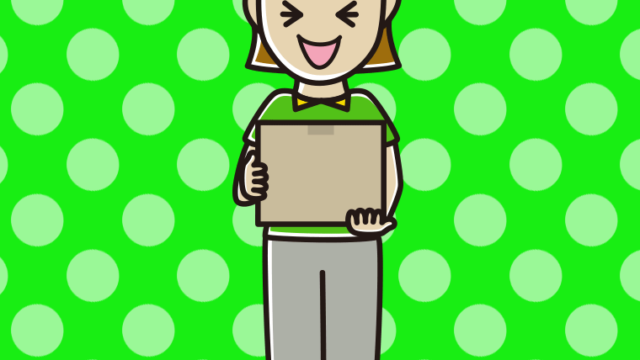 笑う女性宅配便スタッフのイラスト【色、背景あり】PNG