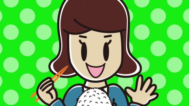 大盛ごはん（白米）を食べる女子高校生のイラスト【色、背景あり】PNG