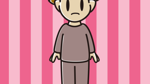 困る部屋着の男子高校生のイラスト【色、背景あり】PNG