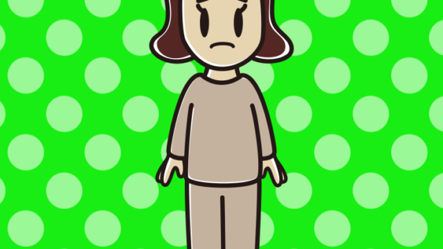 困る部屋着の女子高校生のイラスト【色、背景あり】PNG