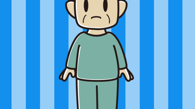 困る部屋着のおじさんのイラスト【色、背景あり】PNG