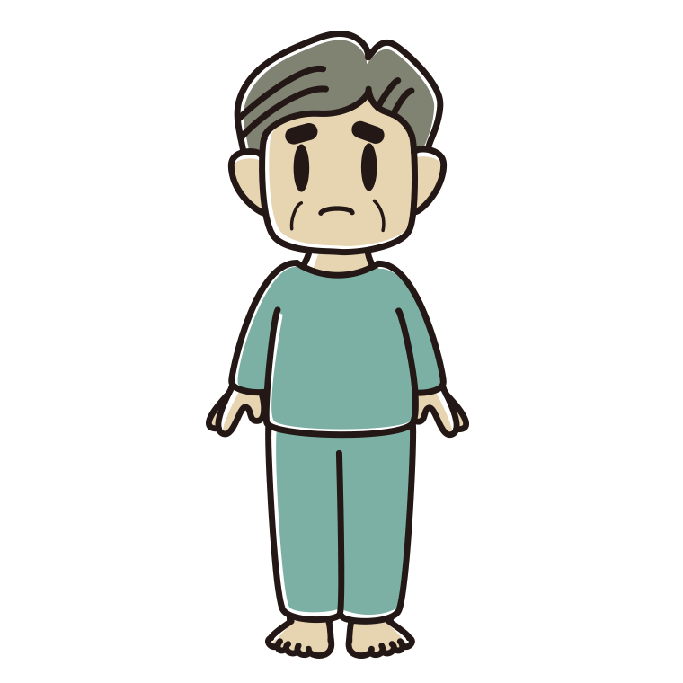 困る部屋着のおじさんのイラスト【色あり、背景なし】透過PNG