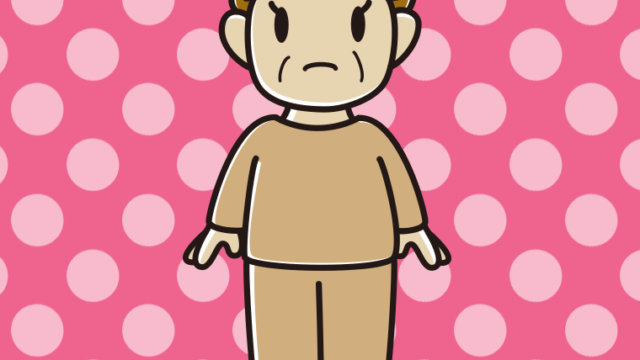 困る部屋着のおばさんのイラスト【色、背景あり】PNG