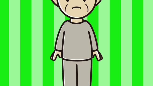 困る部屋着のおじいさんのイラスト【色、背景あり】PNG