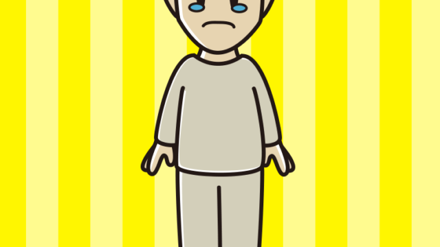 泣く部屋着の男性のイラスト【色、背景あり】PNG