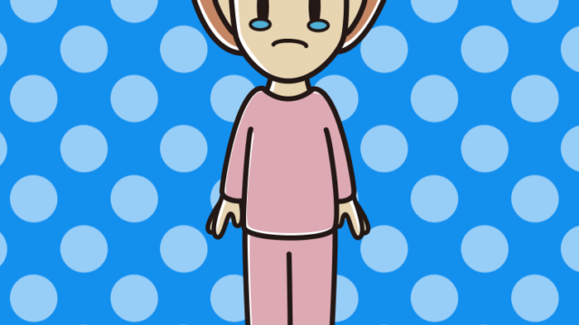 泣く部屋着の女性のイラスト【色、背景あり】PNG