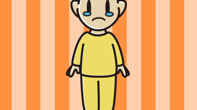 泣く部屋着の男子中学生のイラスト【色、背景あり】PNG