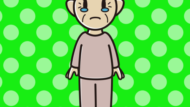 泣く部屋着のおばあさんのイラスト【色、背景あり】PNG