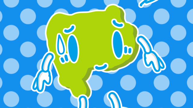 苦笑いする山梨ちゃんのイラスト【色、背景あり】PNG