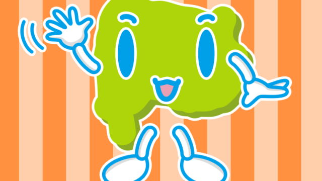 手を振る山梨ちゃんのイラスト【色、背景あり】PNG