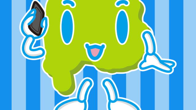 スマホで電話する山梨ちゃんのイラスト【色、背景あり】PNG