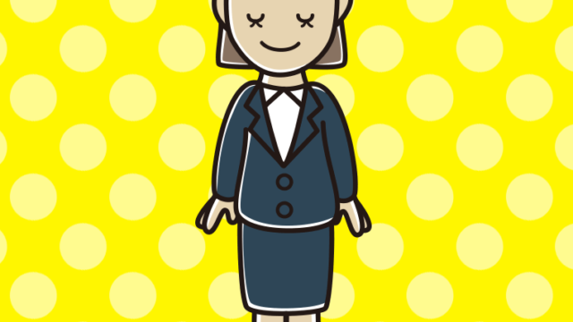 目を閉じる女性会社員のイラスト【色、背景あり】PNG