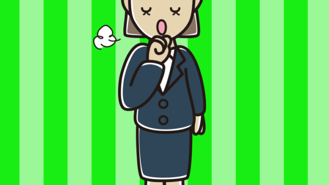 咳払いする女性会社員のイラスト【色、背景あり】PNG