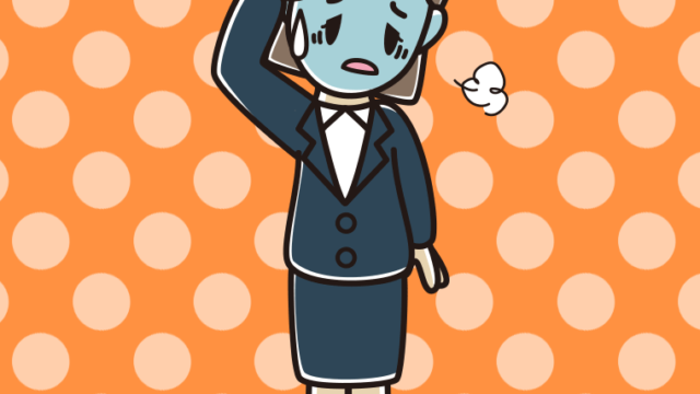 具合が悪い女性会社員のイラスト【色、背景あり】PNG