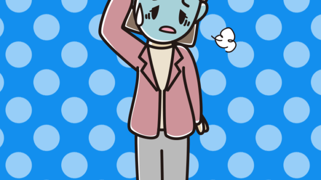 具合が悪い女性会社員（カジュアル）のイラスト【色、背景あり】PNG