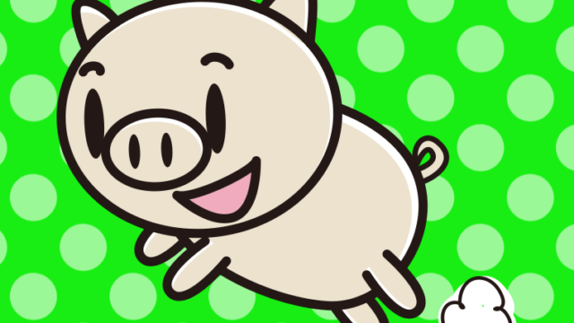 走るブタちゃんのイラスト【色、背景あり】PNG