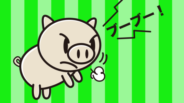 鳴くブタちゃんのイラスト【色、背景あり】PNG