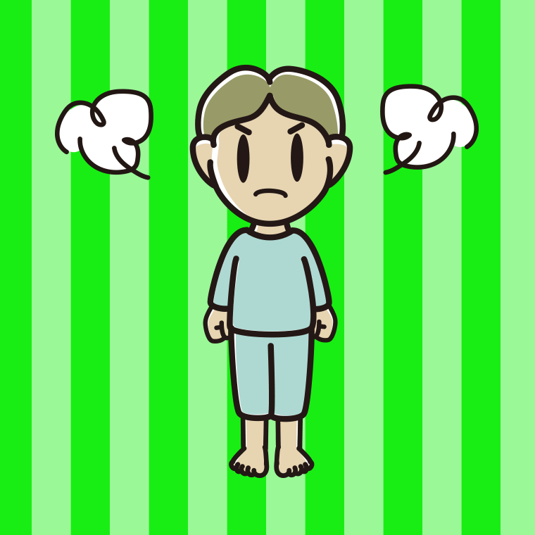 怒る部屋着の小学生男子のイラスト【色、背景あり】PNG