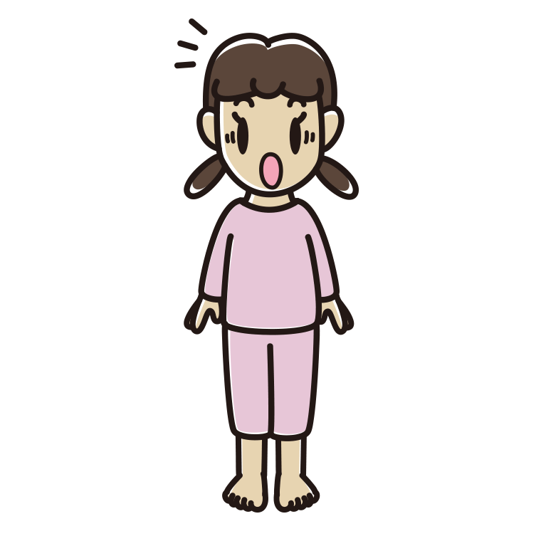 驚く部屋着の女子中学生のイラスト【色あり、背景なし】透過PNG