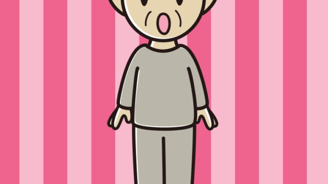 驚く部屋着のおじいさんのイラスト【色、背景あり】PNG