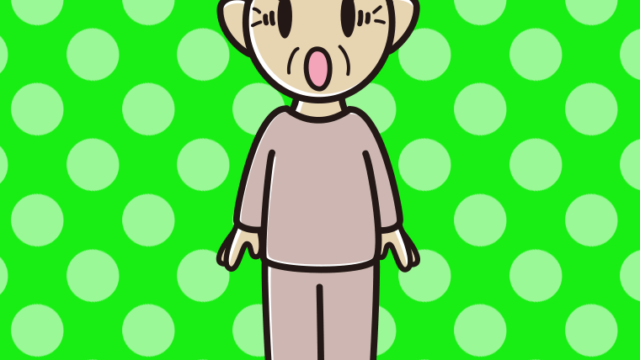 驚く部屋着のおばあさんのイラスト【色、背景あり】PNG